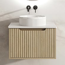 Colette 600mm Natural Oak Wall Hung Vanity with Stone Countertop